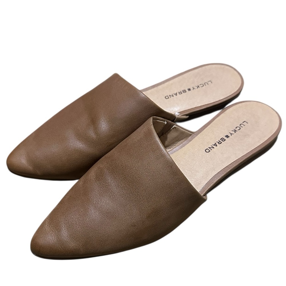 Lucky Brand Pointed Toe Slip On Mules Tan Brown Size 7.5